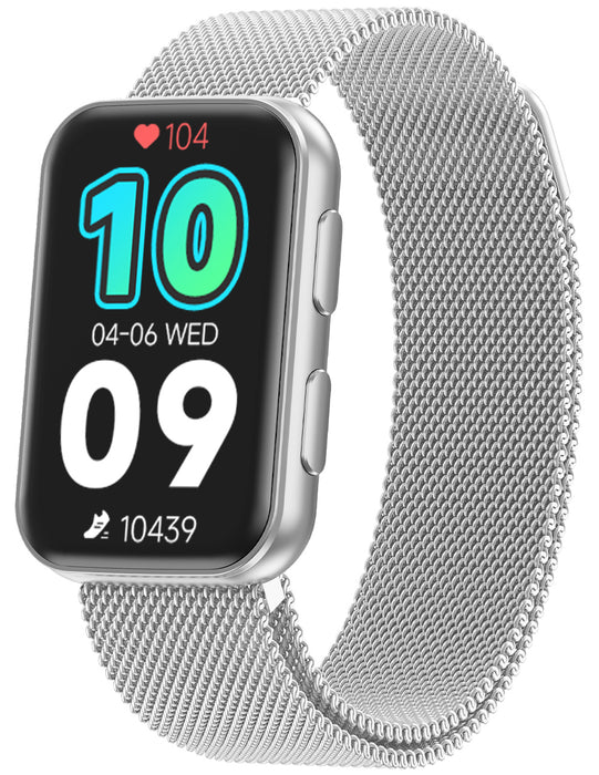 MorePro Health Fitness Tracker with Blood oxy-gen Monitor and 24/7 Heart Rate and Blood Pressure, Sleep Monitor, 120+ Sport Modes Waterproof Fitness Watch for Women Men Android iOS, Sliver