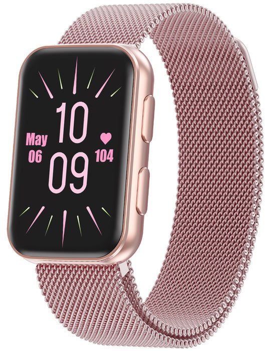 MorePro Health Fitness Tracker with Blood oxy-gen Monitor and 24/7 Heart Rate and Blood Pressure, Sleep Monitor, 120+ Sport Modes Waterproof Fitness Watch for Women Men, Active Pink