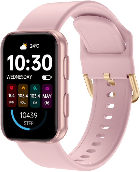 MorePro Health Fitness Tracker with Blood oxy-gen Monitor and 24/7 Heart Rate and Blood Pressure, Sleep Monitor, 120+ Sport Modes Waterproof Fitness Watch for Women Men Android iOS, Rose Gold