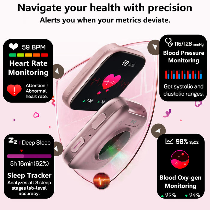 MorePro Health Fitness Tracker with 24/7 Heart Rate/Blood Pressure Monitor, Blood Oxy-gen/Sleep Tracking, 120+ Sports Activity Tracker, Smart Watch (Make/Answer Call) with Step Counter for Women Men