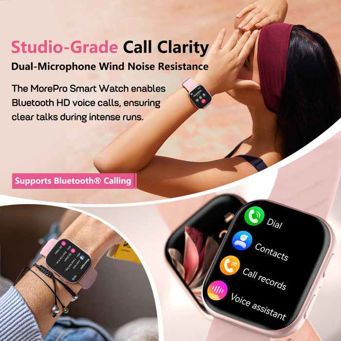 MorePro Health Fitness Tracker with 24/7 Heart Rate/Blood Pressure Monitor, Blood Oxy-gen/Sleep Tracking, 120+ Sports Activity Tracker, Smart Watch (Make/Answer Call) with Step Counter for Women Men