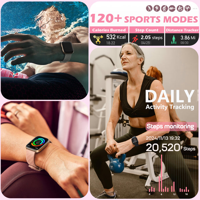 MorePro Health Fitness Tracker with 24/7 Heart Rate/Blood Pressure Monitor, Blood Oxy-gen/Sleep Tracking, 120+ Sports Activity Tracker, Smart Watch (Make/Answer Call) with Step Counter for Women Men