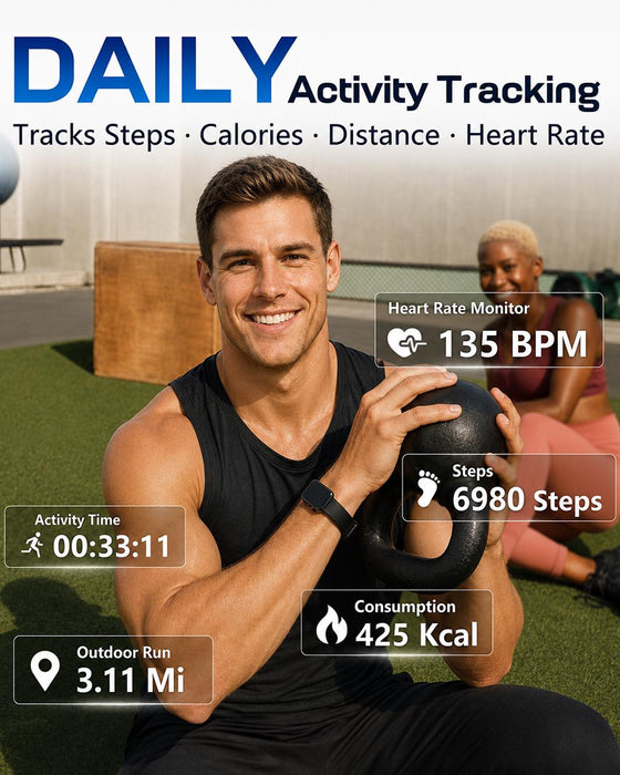 MorePro Health Fitness Tracker, 24/7 Heart Rate Monitor with Blood Pressure, Blood Oxygen, Sleep Tracking, IP68 Waterproof Activity Trackers with Step Counter, Compatible with iOS Android