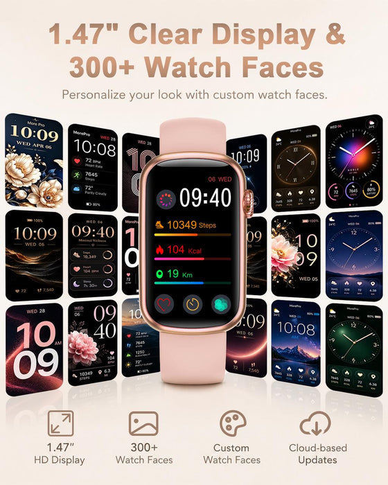 MorePro Health Fitness Tracker, 24/7 Heart Rate Monitor with Blood Pressure, Blood Oxygen, Sleep Tracking, IP68 Waterproof Activity Trackers with Step Counter, Compatible with iOS Android