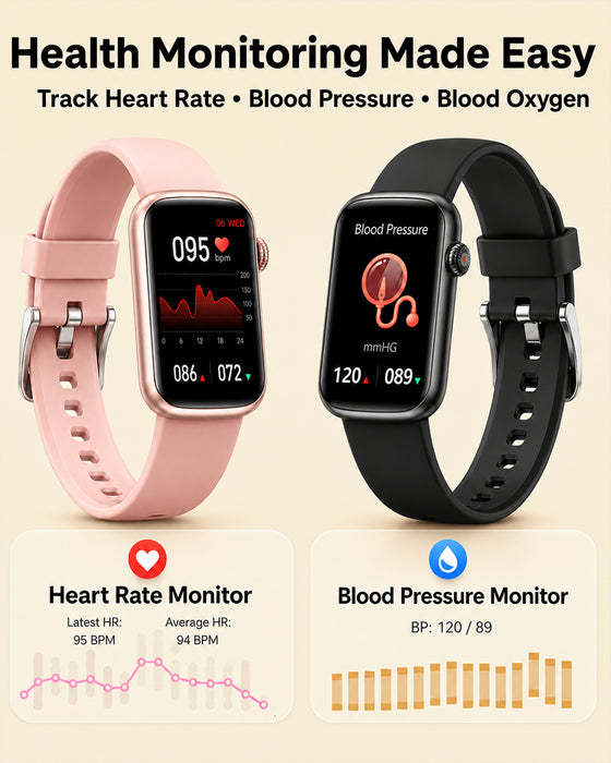 MorePro Health Fitness Tracker, 24/7 Heart Rate Monitor with Blood Pressure, Blood Oxygen, Sleep Tracking, IP68 Waterproof Activity Trackers with Step Counter, Compatible with iOS Android