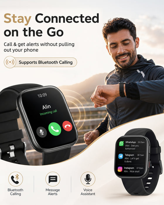 MorePro Health Fitness Tracker (Make/Answer Call), 24/7 Heart Monitor with Blood Pressure, Blood Oxygen, Sleep Tracking, 120+ Sports Modes Smart Watch with 7-Day Battery, Compatible with iOS Android
