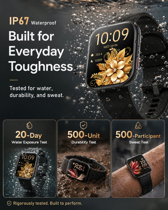 MorePro Health Fitness Tracker (Make/Answer Call), 24/7 Heart Monitor with Blood Pressure, Blood Oxygen, Sleep Tracking, 120+ Sports Modes Smart Watch with 7-Day Battery, Compatible with iOS Android