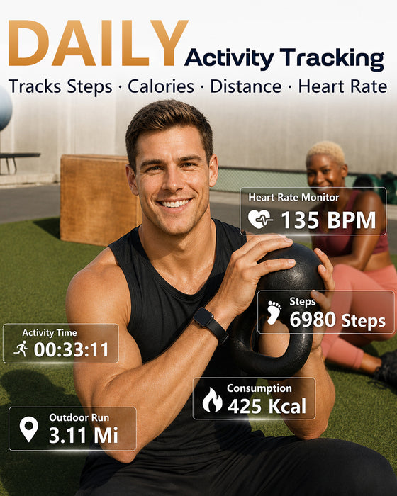 MorePro Health Fitness Tracker, 24/7 Heart Rate Monitor with Blood Pressure, Blood Oxygen, Sleep Tracking, IP68 Waterproof Activity Trackers with Step Counter, Compatible with iOS Android